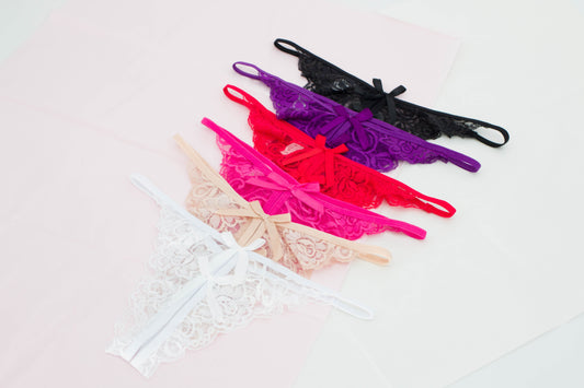 Double Ribbon Lace Thin Thong