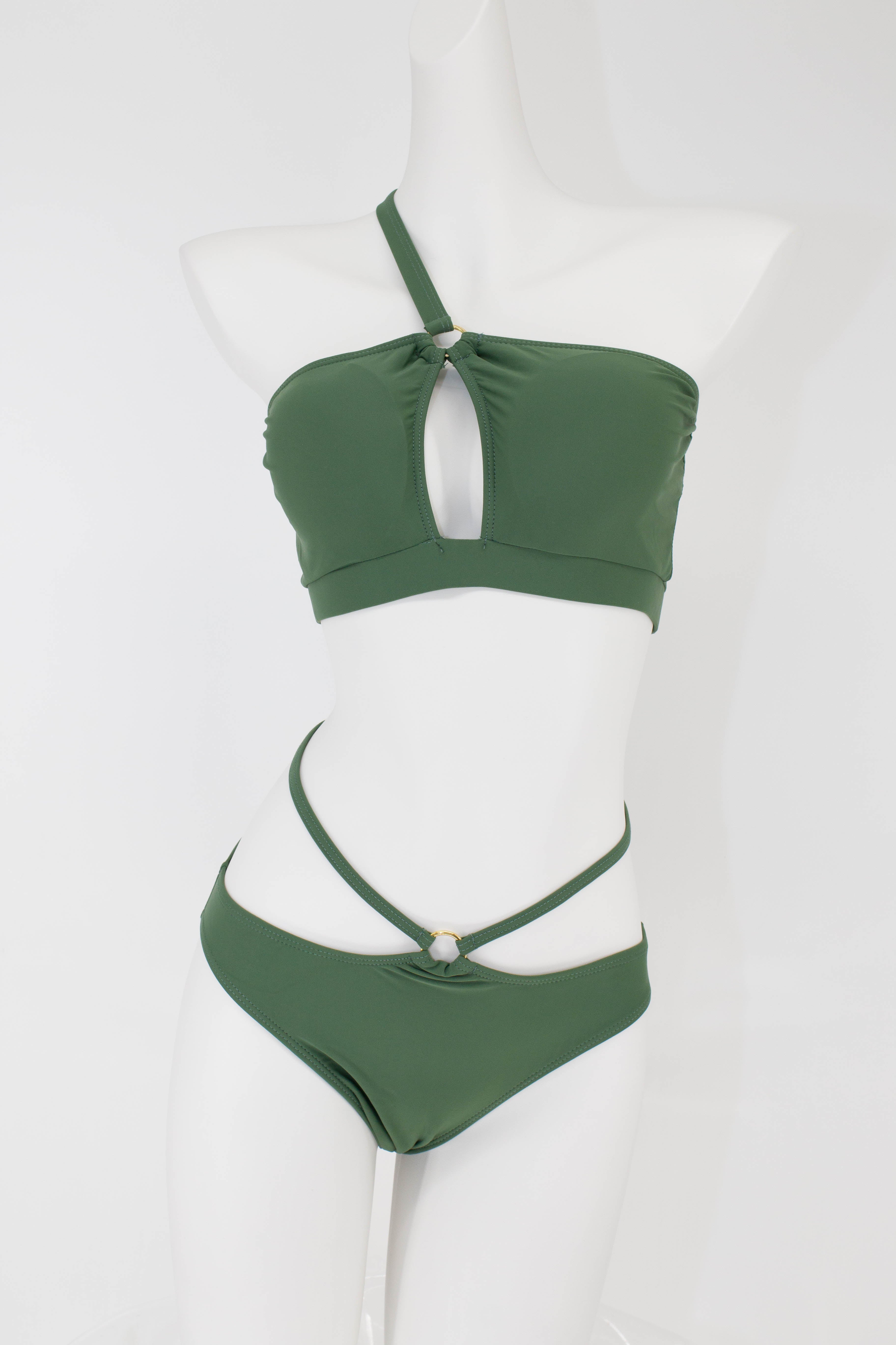 Green Cut-shoulder Bikini