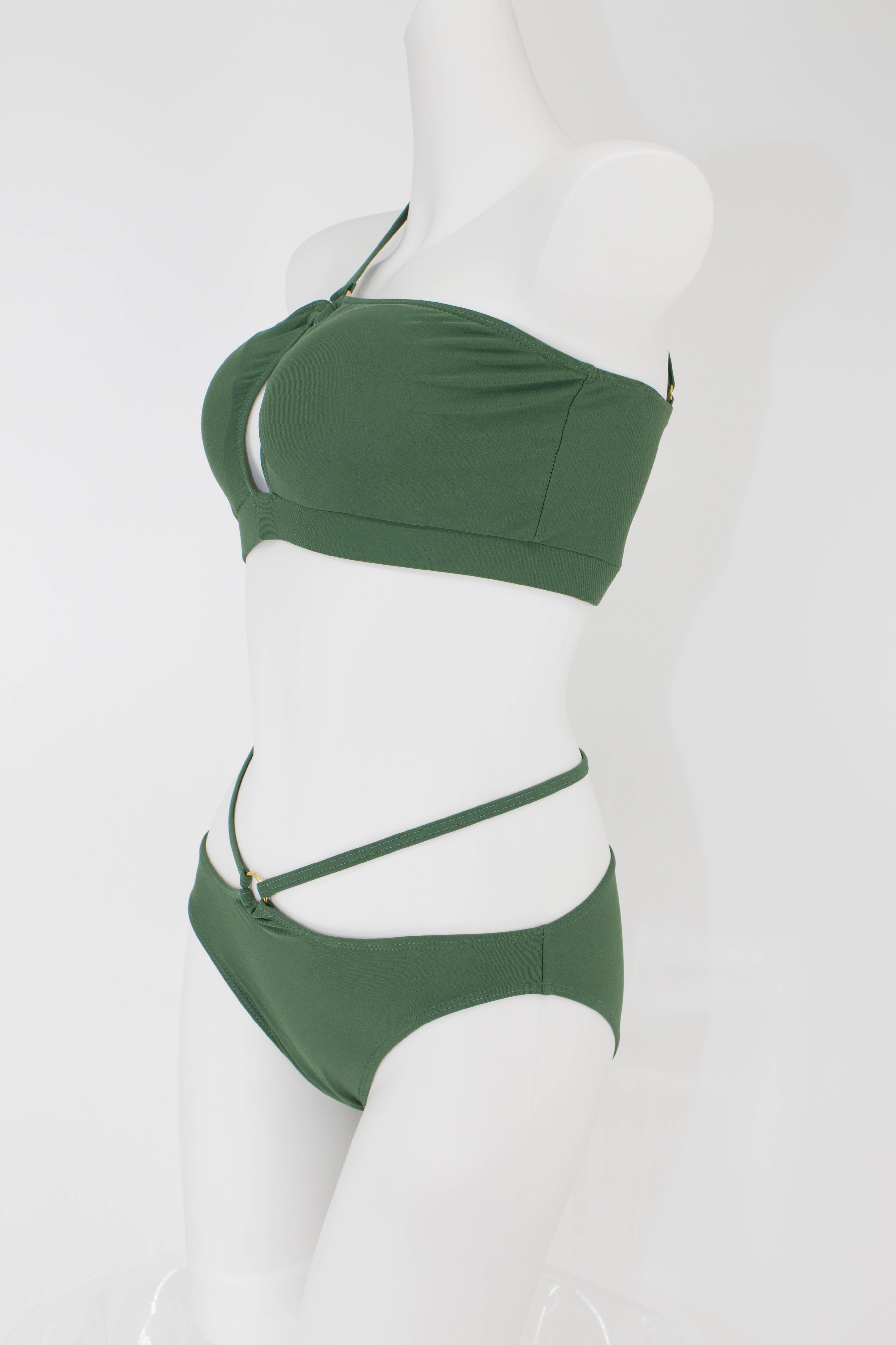 Green Cut-shoulder Bikini