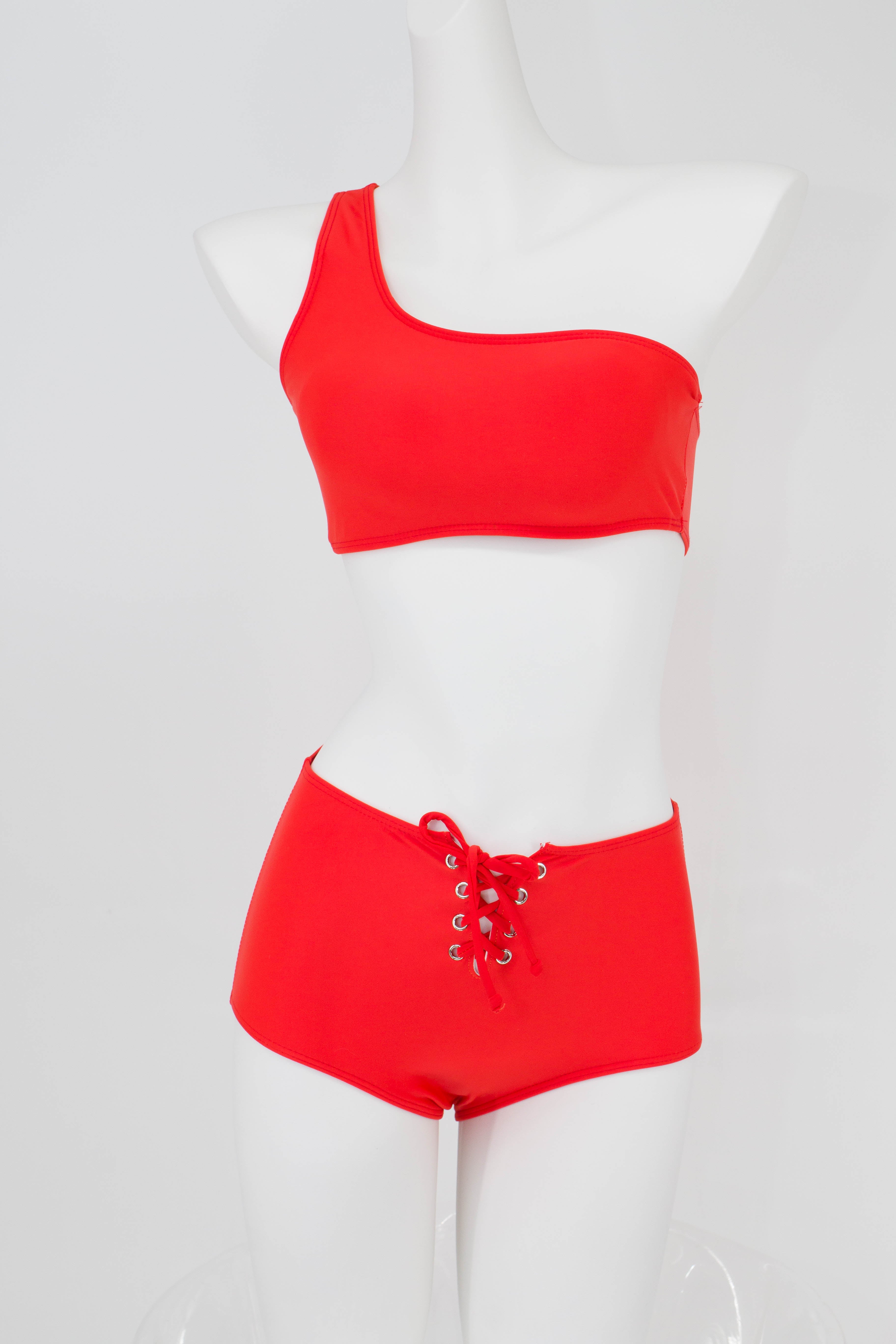 One Shoulder High-waisted String Bikini