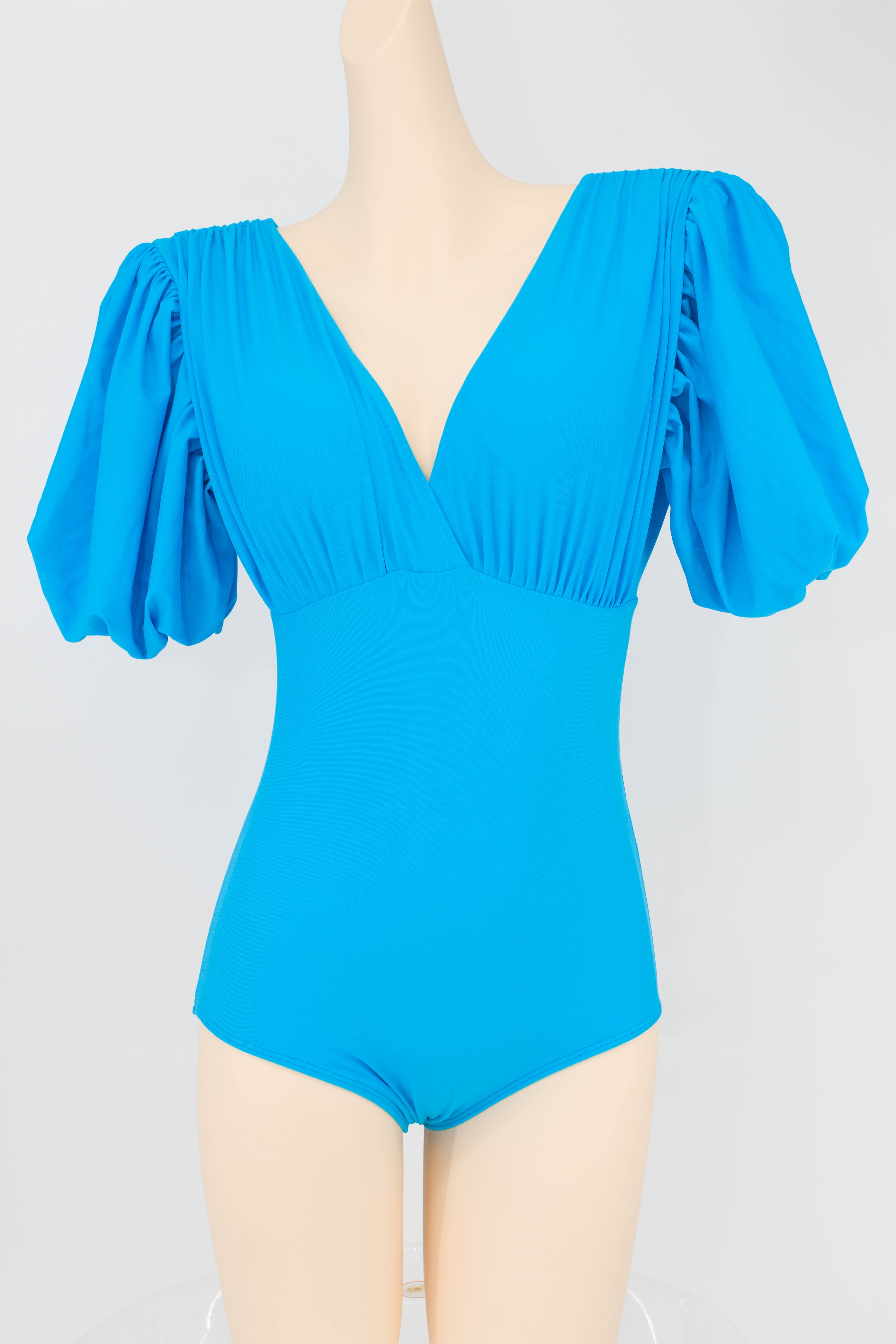 V-neck Puff Sleeves Swimsuit