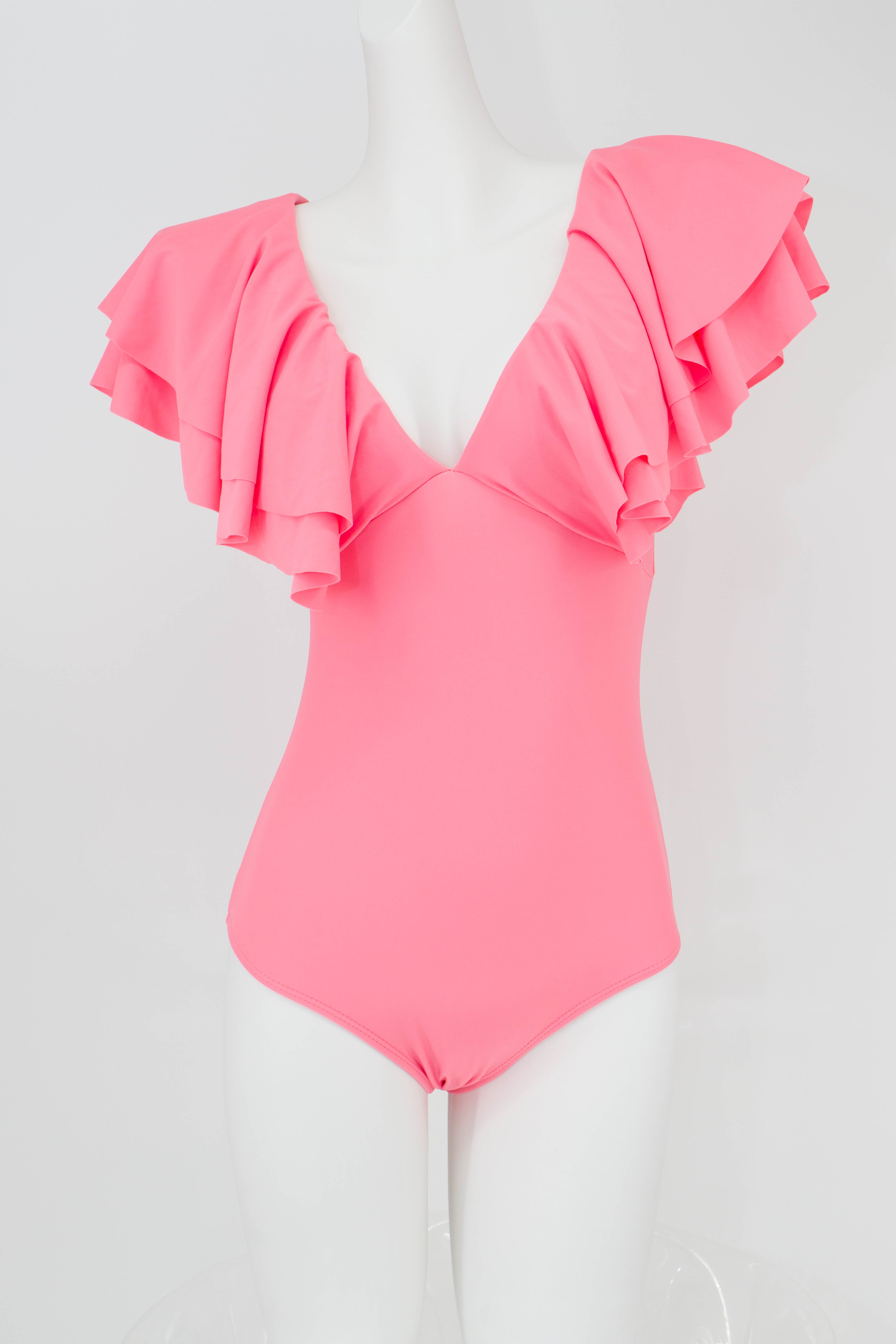 V-neck-Flounce Top Swimsuit , Monokini  - Free Size